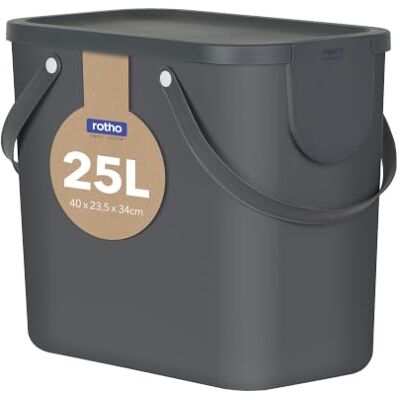 Rotho Albula Système de séparation des déchets 25l pour la cuisine, Plastique (PP) sans BPA, anthracite, 25l (40.0 x 23.5 x 34.0 cm) Rotho Albula Système de séparation des déchets 25l pour la cuisine, Plastique (PP) sans BPA, anthracite, 25l (40.0 x 23.5 x 34.0 cm)