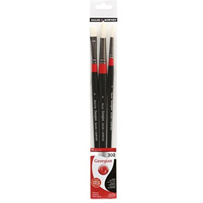 Daler-Rowney Wallet 300 - Ensemble de Pinceaux à Longues Manches (X2 Ronds, X1 Plat) - Ensemble de Pinceaux Daler-Rowney Wallet 300 - Ensemble de Pinceaux à Longues Manches (X2 Ronds, X1 Plat) - Ensemble de Pinceaux