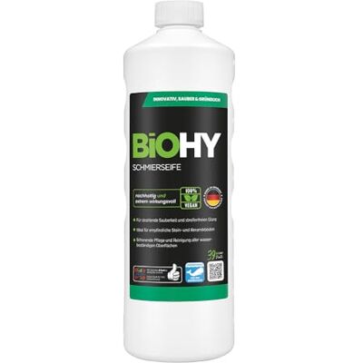 BIOHY Savon lubrifiant (bouteille de 1 l) Nettoyant concentré pour sols – Soin d'essuyage pour bois, parquet et carrelage Graisse extra fort et économique Nettoyant liquide bio pour sols BIOHY Savon lubrifiant (bouteille de 1 l) Nettoyant concentré pour sols – Soin d'essuyage pour bois, parquet et carrelage Graisse extra fort et économique Nettoyant liquide bio pour sols