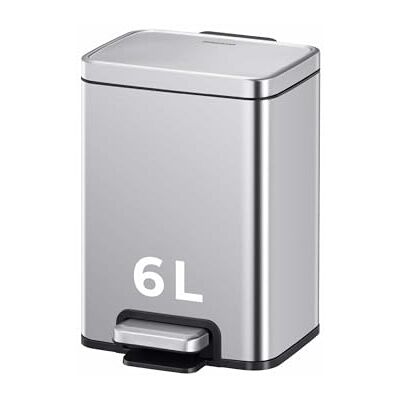 Fackelmann CHICAGO Pedal-Abfallsammler 6L – Edelstahl matt, fingerabdruckfrei, mit stabilem Pedal und Inneneimer, gedämpfter Deckel, Ca. 21 x 21,5 x 30 cm Fackelmann CHICAGO Pedal-Abfallsammler 6L – Edelstahl matt, fingerabdruckfrei, mit stabilem Pedal und Inneneimer, gedämpfter Deckel, Ca. 21 x 21,5 x 30 cm