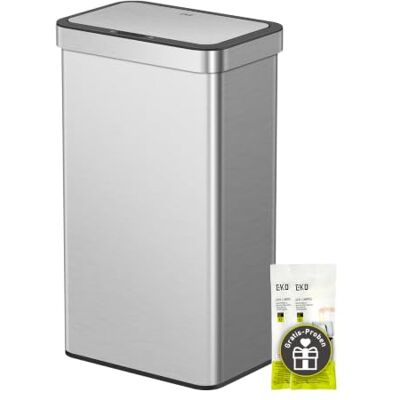 EKO Poubelle à capteur de 80 l, grande poubelle avec ouverture automatique du couvercle, couvercle à fermeture douce, acier inoxydable anti-traces de doigts, support de sac, poubelle électrique avec EKO Poubelle à capteur de 80 l, grande poubelle avec ouverture automatique du couvercle, couvercle à fermeture douce, acier inoxydable anti-traces de doigts, support de sac, poubelle électrique avec