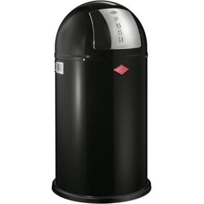 WESCO Poubelle Pushboy de couleur noire, tôle d'acier revêtue par pulvérisation, volume de 50 l, grand rabat en acier inoxydable, bac intérieur amovible WESCO Poubelle Pushboy de couleur noire, tôle d'acier revêtue par pulvérisation, volume de 50 l, grand rabat en acier inoxydable, bac intérieur amovible