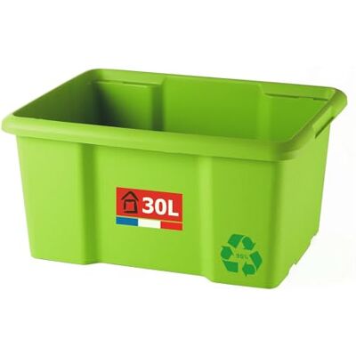 Sundis Bac de rangement 30L en plastique recyclé vert, L.46,5xl.36,5x H23cm, empilable et superposable, multiusage, idéal pour l’atelier, le bricolage ou le transport Sundis Bac de rangement 30L en plastique recyclé vert, L.46,5xl.36,5x H23cm, empilable et superposable, multiusage, idéal pour l’atelier, le bricolage ou le transport