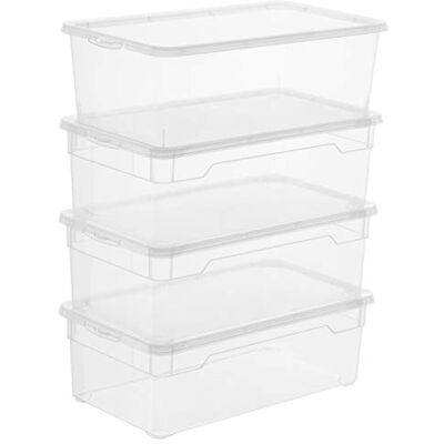 Rotho Lot de 4 petites boîtes de rangement en plastique transparent avec couvercle 5 l Rotho Lot de 4 petites boîtes de rangement en plastique transparent avec couvercle 5 l