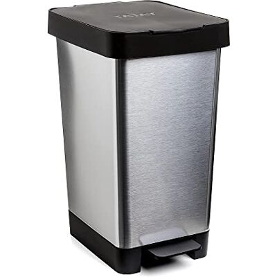 TATAY Poubelle Cuisine avec Pédale Smart Deco 25 L, Compact et Fonctionnel Poubelle Cuisine Pédale 26 x 36 x 47cm Compatible Sacs 30 L Plastique Résistant Usage Intérieur, Gris Métallisé TATAY Poubelle Cuisine avec Pédale Smart Deco 25 L, Compact et Fonctionnel Poubelle Cuisine Pédale 26 x 36 x 47cm Compatible Sacs 30 L Plastique Résistant Usage Intérieur, Gris Métallisé