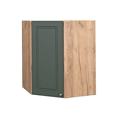 Vicco Elément haut de cuisine "Fame-Line", Vert Or Campagne, 57cm Façade en MDF · 2 Tablettes · Fermeture douce · Poignées en métal · Solution d’angle gain de place ✓ Vicco Elément haut de cuisine "Fame-Line", Vert Or Campagne, 57cm Façade en MDF · 2 Tablettes · Fermeture douce · Poignées en métal · Solution d’angle gain de place ✓
