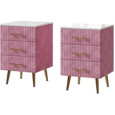 Vicco Table de nuit "Velia" Rose Lot de 2, pour le rangement des objets du quotidien dans la chambre à coucher Vicco Table de nuit "Velia" Rose Lot de 2, pour le rangement des objets du quotidien dans la chambre à coucher