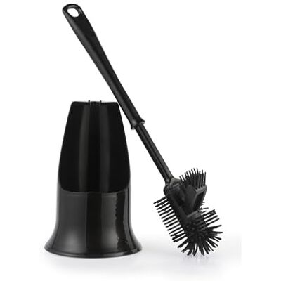 Beldray Antibac Brosse de toilette en silicone Avec support Nettoyeur de bord intégré Traitement au pyrithione de zinc pour réduire l'accumulation de bactéries Poils résistants aux rayures Beldray Antibac Brosse de toilette en silicone Avec support Nettoyeur de bord intégré Traitement au pyrithione de zinc pour réduire l'accumulation de bactéries Poils résistants aux rayures