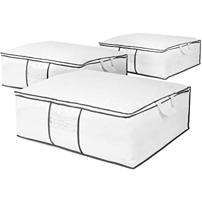 Compactor Ensemble de 3 Sacs de Rangement pour Vêtements et Couettes avec Fermeture Eclair, Rangement étanche à la Poussière et à l'eau, Collection World of Storage, Blanc Compactor Ensemble de 3 Sacs de Rangement pour Vêtements et Couettes avec Fermeture Eclair, Rangement étanche à la Poussière et à l'eau, Collection World of Storage, Blanc