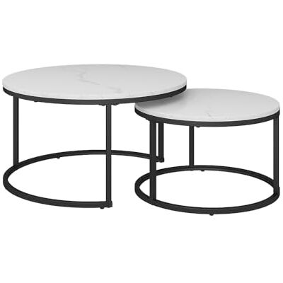 Vicco Set de tables basses "Montreal", Blanc, 77x40cm 2 pièces, pliable pour un gain de place et combinable de manière polyvalente Vicco Set de tables basses "Montreal", Blanc, 77x40cm 2 pièces, pliable pour un gain de place et combinable de manière polyvalente