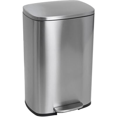 KITCHEN MOVE Poubelle de cuisine à pédale 50L Design ADMIRAL en acier Inox brossé avec seau et fermeture douce 43 x 37 x h66 cm KITCHEN MOVE Poubelle de cuisine à pédale 50L Design ADMIRAL en acier Inox brossé avec seau et fermeture douce 43 x 37 x h66 cm