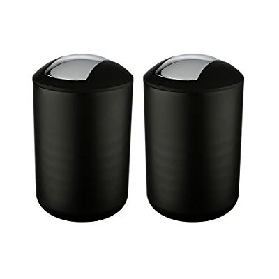 WENKO Lot de 2 poubelles Noir 31 cm WENKO Lot de 2 poubelles Noir 31 cm