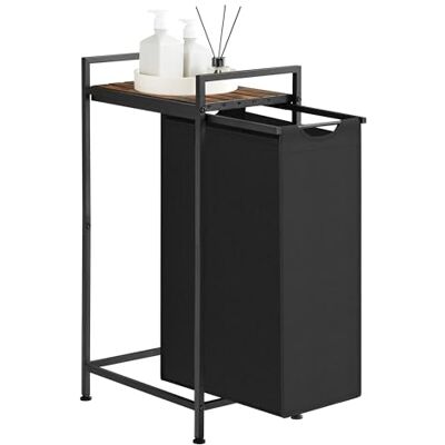 VASAGLE Panier à Linge avec Étagère, 47 L, 42 x 28 x 75 cm Corbeille à Linge Étroite, Sac Amovible en Tissu Oxford, pour Salle de Bain, Noir, Collection BRENTA BLH001B01 VASAGLE Panier à Linge avec Étagère, 47 L, 42 x 28 x 75 cm Corbeille à Linge Étroite, Sac Amovible en Tissu Oxford, pour Salle de Bain, Noir, Collection BRENTA BLH001B01