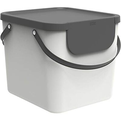 Rotho Albula Système de tri sélectif en plastique Blanc 40 l Corbeille à papier usagé, poubelle de cuisine, poignée de transport, autocollant d'étiquetage, peut également être empilée Rotho Albula Système de tri sélectif en plastique Blanc 40 l Corbeille à papier usagé, poubelle de cuisine, poignée de transport, autocollant d'étiquetage, peut également être empilée