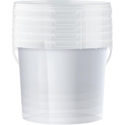 POSH Lot de 5 Seaux avec Couvercle 10 L, Transparents Qualité Alimentaire, Anti-Fuite, Inodore, Robuste et Hermétique, avec Anse, Contenu Visible POSH Lot de 5 Seaux avec Couvercle 10 L, Transparents Qualité Alimentaire, Anti-Fuite, Inodore, Robuste et Hermétique, avec Anse, Contenu Visible