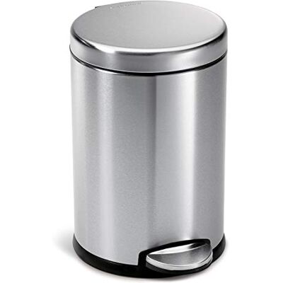simplehuman CW1852CB Poubelle ronde à pédale de 4,5 L, petite poubelle pour salle de bain, chambre à coucher, bureau, pédale en acier robuste, couvercle à fermeture amortie silencieuse, seau simplehuman CW1852CB Poubelle ronde à pédale de 4,5 L, petite poubelle pour salle de bain, chambre à coucher, bureau, pédale en acier robuste, couvercle à fermeture amortie silencieuse, seau
