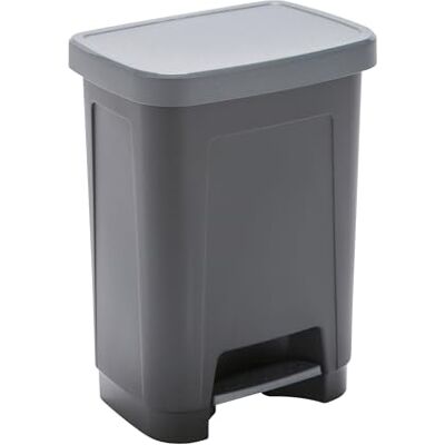 Sundis Step Bin, poubelle à pédale 25L, en plastique noir et gris Rectangulaire, pour cuisine, bureau, buanderie, garage, atelier, salle de bain Sundis Step Bin, poubelle à pédale 25L, en plastique noir et gris Rectangulaire, pour cuisine, bureau, buanderie, garage, atelier, salle de bain