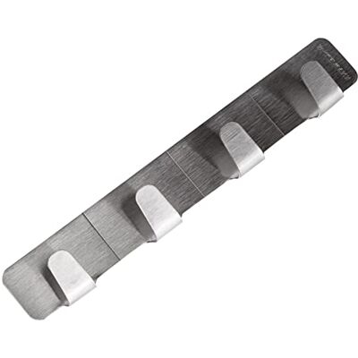 Fackelmann 61280 Barre de 4 Crochets Acier Inoxydable Argent 16 x 2,6 x 1,7 cm Fackelmann 61280 Barre de 4 Crochets Acier Inoxydable Argent 16 x 2,6 x 1,7 cm