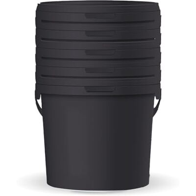 POSH Lot de 5 Seaux avec Couvercle 10 L, Noirs Qualité Alimentaire, Anti-Fuite, Inodore, Robuste et Hermétique, avec Anse POSH Lot de 5 Seaux avec Couvercle 10 L, Noirs Qualité Alimentaire, Anti-Fuite, Inodore, Robuste et Hermétique, avec Anse