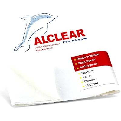 Chiffon en microfibre ALCLEAR - Nettoyage efficace pour verre, chrome, plastique Chiffon en microfibre ALCLEAR - Nettoyage efficace pour verre, chrome, plastique