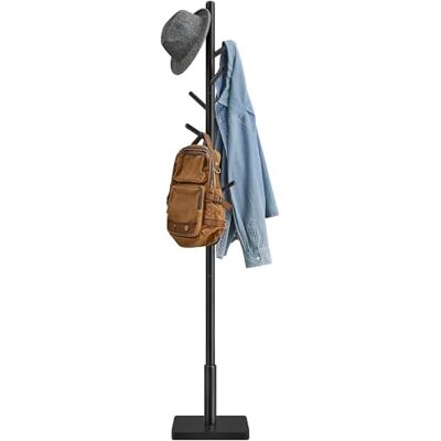VASAGLE Porte-Manteau sur Pied en Bois, 8 Crochets, 30 x 30 x 173 cm Hauteur Réglable, Base Carrée, pour Entrée, Chambre, Bureau, Noir, Collection ANDI RCR010B01 VASAGLE Porte-Manteau sur Pied en Bois, 8 Crochets, 30 x 30 x 173 cm Hauteur Réglable, Base Carrée, pour Entrée, Chambre, Bureau, Noir, Collection ANDI RCR010B01
