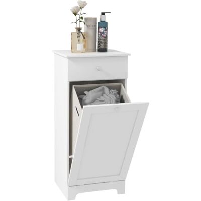 HOMCOM Meuble de salle de bain, avec tiroir 40L x 38l x 90,5H cm Blanc Panier à Linge Pliable, Meuble de Rangement HOMCOM Meuble de salle de bain, avec tiroir 40L x 38l x 90,5H cm Blanc Panier à Linge Pliable, Meuble de Rangement