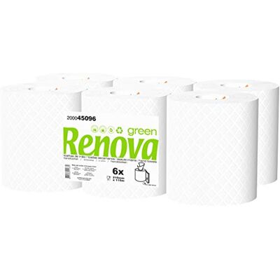 Rouleau de papier tissu Renova Midi à alimentation centrale - Blanc - 115m Rouleau de papier tissu Renova Midi à alimentation centrale - Blanc - 115m