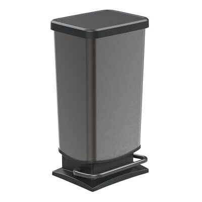 Rotho Paso Poubelle avec couvercle 40 l Poubelle à pédale aspect acier inoxydable pour cuisine, salle de bain, atelier Avec couvercle à fermeture douce pour une fermeture silencieuse Large Rotho Paso Poubelle avec couvercle 40 l Poubelle à pédale aspect acier inoxydable pour cuisine, salle de bain, atelier Avec couvercle à fermeture douce pour une fermeture silencieuse Large