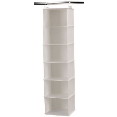 Household Essentials Organiseur de placard suspendu à 6 étagères avec étagères en plastique, toile naturelle Household Essentials Organiseur de placard suspendu à 6 étagères avec étagères en plastique, toile naturelle