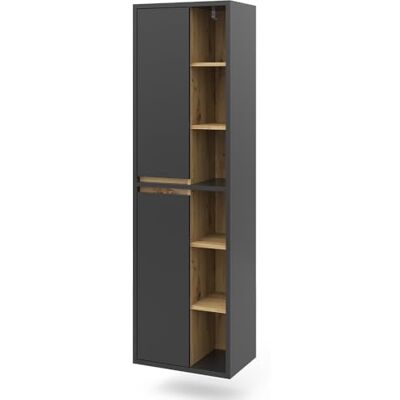 Vicco Meuble salle de bain "Viola", Anthracite, 50x170cm 2 Portes · 10 compartiments · Mural · Rangement ouvert & fermé · Pour produits de soin & accessoires de salle de bains Vicco Meuble salle de bain "Viola", Anthracite, 50x170cm 2 Portes · 10 compartiments · Mural · Rangement ouvert & fermé · Pour produits de soin & accessoires de salle de bains