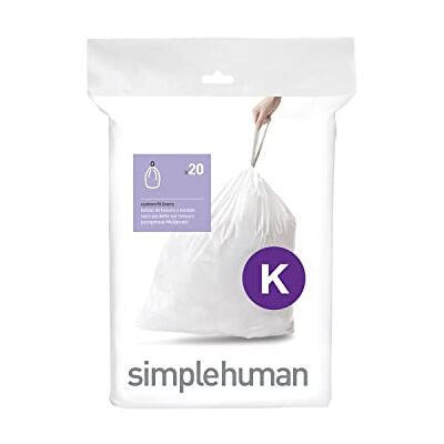 simplehuman CW0171 Code K Lot de 20 sacs poubelle en plastique Blanc simplehuman CW0171 Code K Lot de 20 sacs poubelle en plastique Blanc