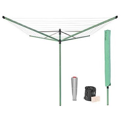 Brabantia Séchoir Lift-O-Matic Etendoir Linge Extérieur Antidérapantes Résistantes aux UV, 50 m Rotation Fluide Pratique Douille en Métal à Planter Dans le Sol Vert Feuille ø 295 cm Brabantia Séchoir Lift-O-Matic Etendoir Linge Extérieur Antidérapantes Résistantes aux UV, 50 m Rotation Fluide Pratique Douille en Métal à Planter Dans le Sol Vert Feuille ø 295 cm