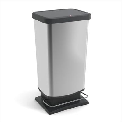 Rotho PASO Poubelle avec couvercle 40 l, pédale stable en métal, plastique, argent, 35,3 x 29,5 x 67,6 cm (L x l x H) Rotho PASO Poubelle avec couvercle 40 l, pédale stable en métal, plastique, argent, 35,3 x 29,5 x 67,6 cm (L x l x H)