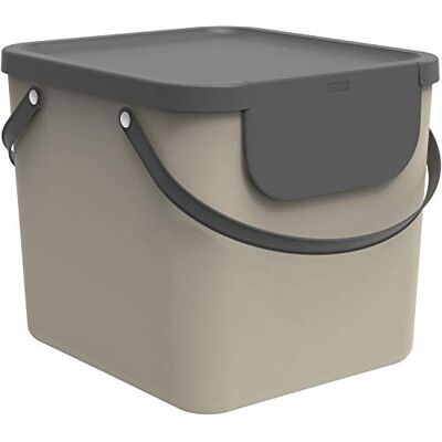 Rotho Albula Système de tri sélectif 40 l pour la cuisine, plastique (PP), beige/anthracite Rotho Albula Système de tri sélectif 40 l pour la cuisine, plastique (PP), beige/anthracite