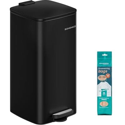 SONGMICS Poubelle de Cuisine à Pédale, 30 L, en Acier Poubelle avec Seau Intérieur, Fermeture Douce et Maintien en Ouverture, Noir D'Encre, Collection PLUSHIC LTB593B02 SONGMICS Poubelle de Cuisine à Pédale, 30 L, en Acier Poubelle avec Seau Intérieur, Fermeture Douce et Maintien en Ouverture, Noir D'Encre, Collection PLUSHIC LTB593B02