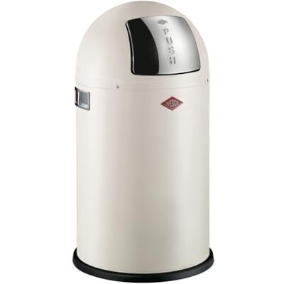 WESCO Poubelle Pushboy Junior de couleur sable mat, tôle d'acier revêtue par pulvérisation, volume de 22 litres, grand rabat en acier inoxydable, récipient intérieur amovible WESCO Poubelle Pushboy Junior de couleur sable mat, tôle d'acier revêtue par pulvérisation, volume de 22 litres, grand rabat en acier inoxydable, récipient intérieur amovible