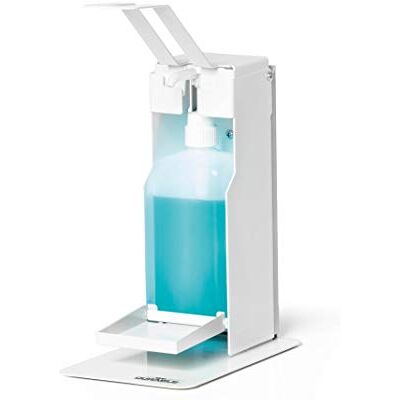 Durable 589602 Distributeur de gel hydroalcoolique de table avec levier à bras long, pour du gel hydroalcoolique ou du savon, convient aux bouteilles jusqu'à 500 ml, blanc Durable 589602 Distributeur de gel hydroalcoolique de table avec levier à bras long, pour du gel hydroalcoolique ou du savon, convient aux bouteilles jusqu'à 500 ml, blanc