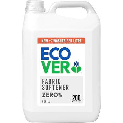 Ecover Recharge d'adoucissant, pour un linge doux et souple, Zero, 200 lavages, 1 x 5 l Ecover Recharge d'adoucissant, pour un linge doux et souple, Zero, 200 lavages, 1 x 5 l