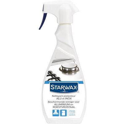 STARWAX Nettoyant de protection pour aluminium et acier inoxydable 500 ml Dégraisse et protège, facilite l'entretien, convient au contact alimentaire, retarde la nouvelle pollution STARWAX Nettoyant de protection pour aluminium et acier inoxydable 500 ml Dégraisse et protège, facilite l'entretien, convient au contact alimentaire, retarde la nouvelle pollution