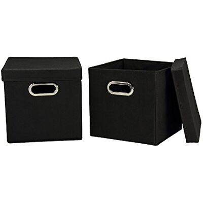 Household Essentials 34-1 Decorative Storage Cube Set with Removable Lids Black 2-Pack Household Essentials 34-1 Decorative Storage Cube Set with Removable Lids Black 2-Pack