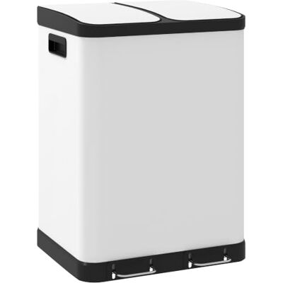 HOMCOM Poubelle de Cuisine 2 x 30L Poubelle à Pédale 2 Compartiments Blanc Acier Inoxydable, Couvercle à Fermeture Douce, Seaux Intérieurs Amovibles, pour le Recyclage et les Déchets HOMCOM Poubelle de Cuisine 2 x 30L Poubelle à Pédale 2 Compartiments Blanc Acier Inoxydable, Couvercle à Fermeture Douce, Seaux Intérieurs Amovibles, pour le Recyclage et les Déchets