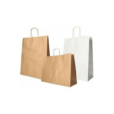 PAPSTAR Lot de 25 sacs en papier 41 cm x 35 cm x 14 cm marron avec poignée torsadée PAPSTAR Lot de 25 sacs en papier 41 cm x 35 cm x 14 cm marron avec poignée torsadée