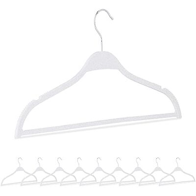 Relaxdays cintre en paille de blé et plastique, lot 10, durable, accessoire peu encombrant, encoches, barre, blanc Relaxdays cintre en paille de blé et plastique, lot 10, durable, accessoire peu encombrant, encoches, barre, blanc