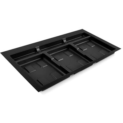 Emuca Base Recycle pour poubelles pour tiroir de cuisine, 3 cavitès, Base module 80cm (736x482mm), Plastique noir Emuca Base Recycle pour poubelles pour tiroir de cuisine, 3 cavitès, Base module 80cm (736x482mm), Plastique noir