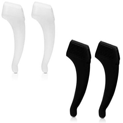 kwmobile Crochets d'oreille lunettes Set 4x crochet d'oreille L antidérapant en silicone Sangle pour lunettes noir-transparent mat kwmobile Crochets d'oreille lunettes Set 4x crochet d'oreille L antidérapant en silicone Sangle pour lunettes noir-transparent mat