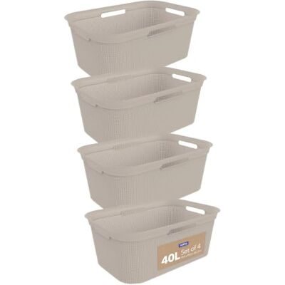 Rotho Brisen Lot de 4 paniers à linge en plastique (PP) sans BPA Beige 4 x 40 l Rotho Brisen Lot de 4 paniers à linge en plastique (PP) sans BPA Beige 4 x 40 l