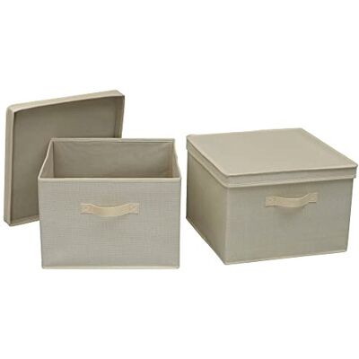 Household Essentials KD Boîte de rangement carrée avec couvercle Lin crème Household Essentials KD Boîte de rangement carrée avec couvercle Lin crème