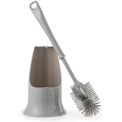 Beldray Antibac Brosse WC en silicone – Avec support, nettoyeur de bord intégré, traité avec pyrithione de zinc pour réduire l'accumulation de bactéries, poils sans rayures, poignée ergonomique Beldray Antibac Brosse WC en silicone – Avec support, nettoyeur de bord intégré, traité avec pyrithione de zinc pour réduire l'accumulation de bactéries, poils sans rayures, poignée ergonomique