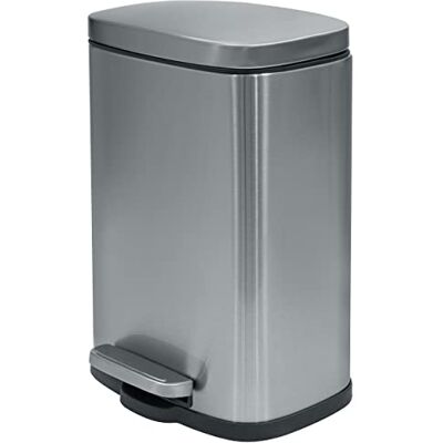 Spirella Poubelle de cuisine à pédale 12 litres Softclose Seau intérieur en plastique avec pédale Argenté Spirella Poubelle de cuisine à pédale 12 litres Softclose Seau intérieur en plastique avec pédale Argenté