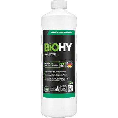 BIOHY Détergent (Bouteille de 1l) Formule avancée pour efficacement les graisses et polir la vaisselle Parfaitement adapté aux distributeurs de détergent Respectueux de la peau (Spülmittel) BIOHY Détergent (Bouteille de 1l) Formule avancée pour efficacement les graisses et polir la vaisselle Parfaitement adapté aux distributeurs de détergent Respectueux de la peau (Spülmittel)
